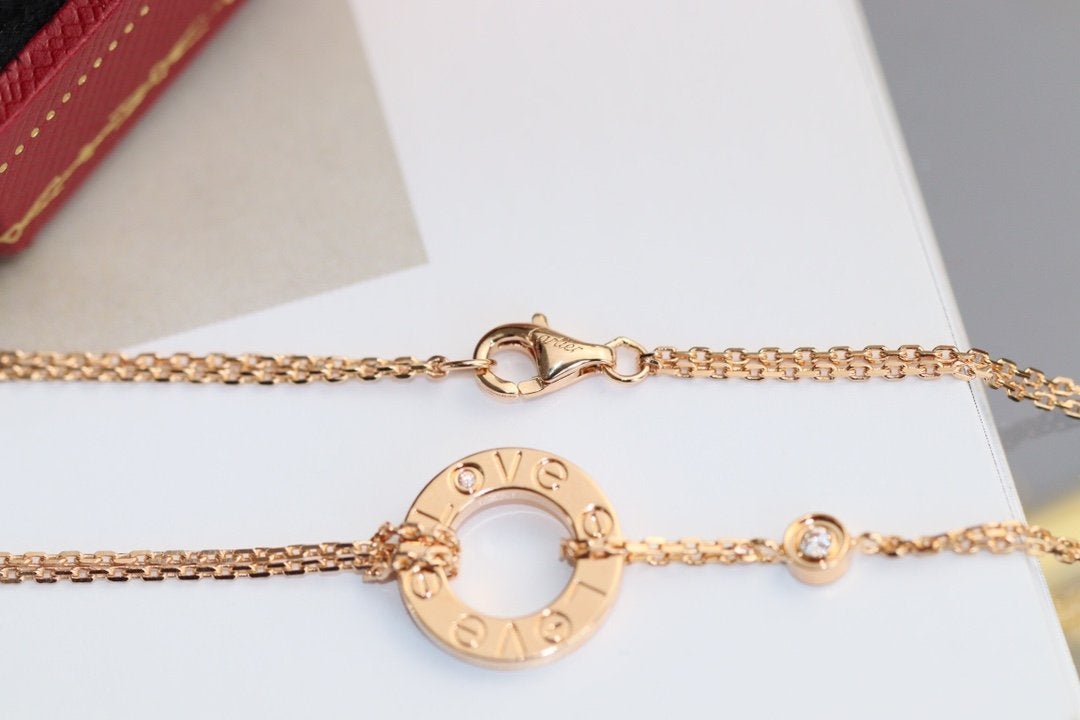[Amore Jewelry]LOVE NECKLACE ADJUSTABLE ROSE GOLD 2 DIAMOND