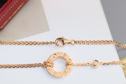 [Amore Jewelry]LOVE NECKLACE ADJUSTABLE ROSE GOLD 2 DIAMOND