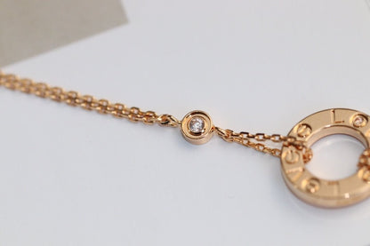[Amore Jewelry]LOVE NECKLACE ADJUSTABLE ROSE GOLD 2 DIAMOND