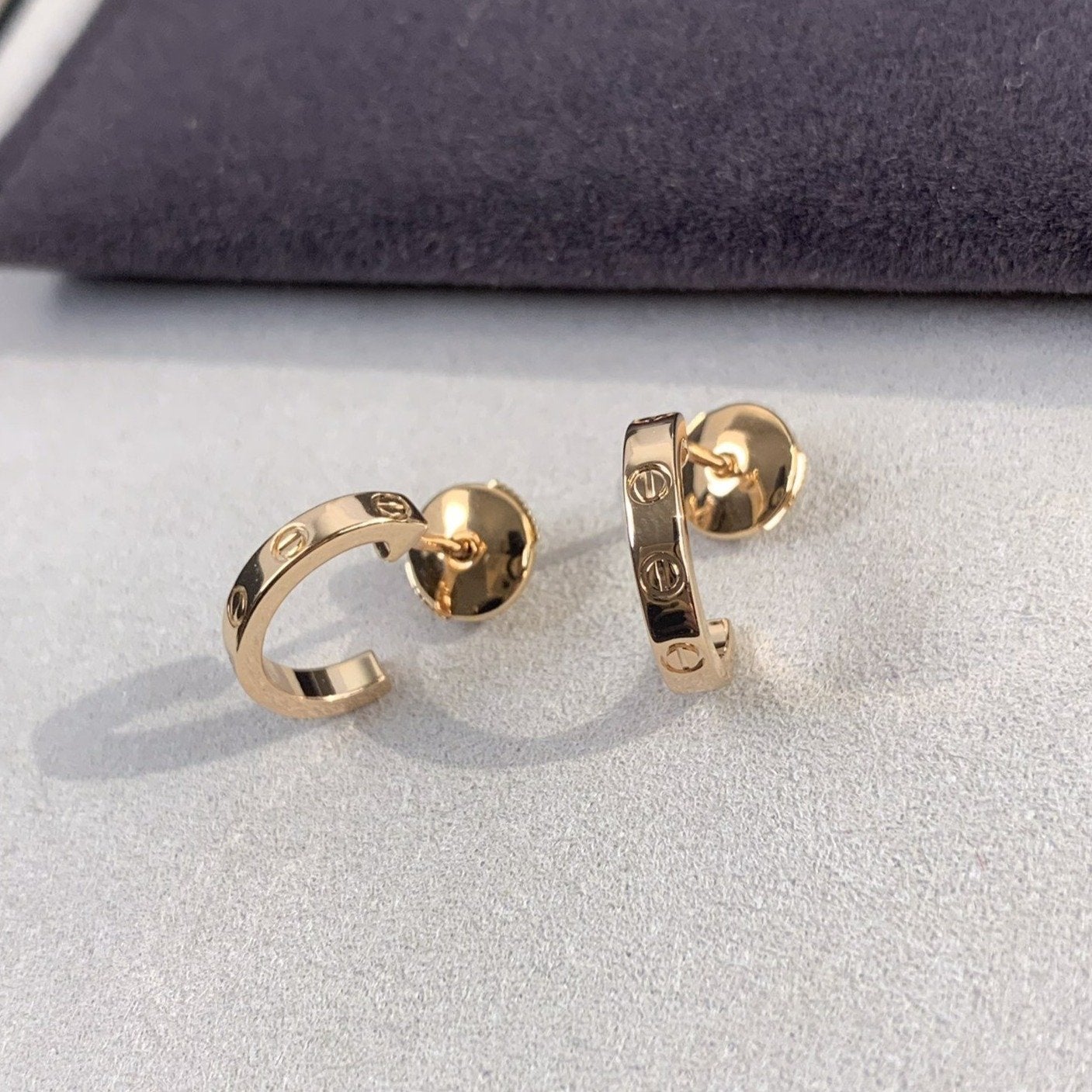 [Amore Jewelry]LOVE EARRINGS 2.65MM PINK GOLD