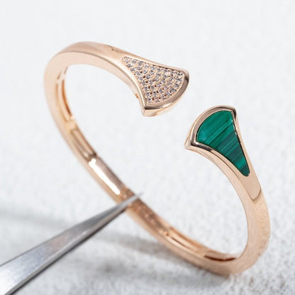 [Amore Jewelry]DREAM BRACELET OPEN MALACHITE PINK GOLD