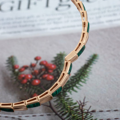 [Amore Jewelry]SERPENTI BRACELET PINK GOLD MALACHITE