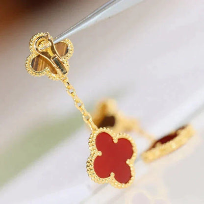 [Amore Jewelry]CLOVER  2 MOTIF  TIGER EYE CARNELIAN EARRINGS