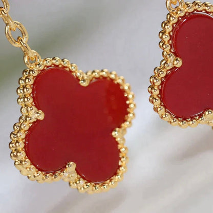 [Amore Jewelry]CLOVER  2 MOTIF  TIGER EYE CARNELIAN EARRINGS