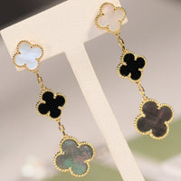 [Amore Jewelry]CLOVER EARRINGS GOLD ONYX MOP 3 MOTIF