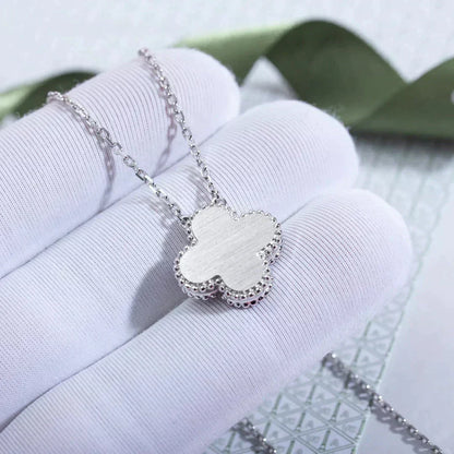[Amore Jewelry]CLOVER  15MM DIAMOND LASER NECKLACE SILVER