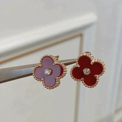 [Amore Jewelry]CLOVER MEDIUM 1 MOTIFS CARNELIAN  DIAMOND earrings