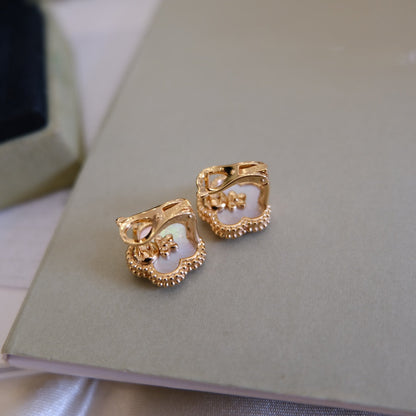 [Amore Jewelry]LUCKY PINK GOLD WHITE MOP EARRINGS