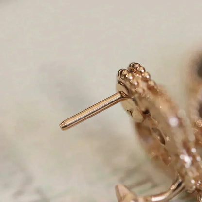 [Amore Jewelry]CLOVER MEDIUM 1 MOTIFS FUll DIAMOND EARRINGS