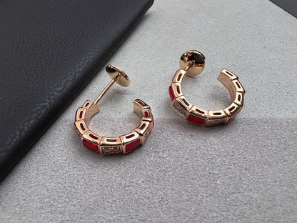 [Amore Jewelry]SERPENTI CARNELIAN PINK GOLD EARRINGS