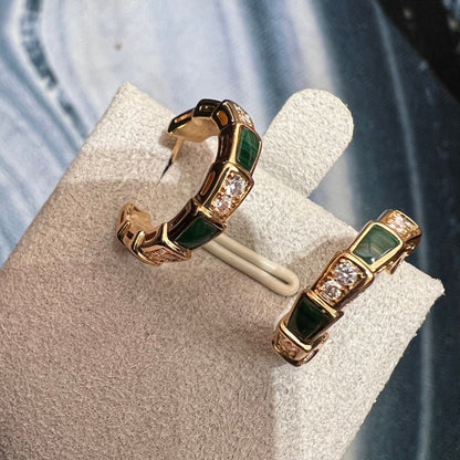 [Amore Jewelry]SERPENTI MALACHITE PINK GOLD EARRINGS