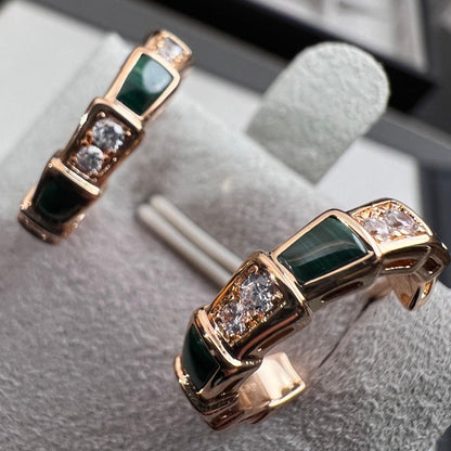 [Amore Jewelry]SERPENTI MALACHITE PINK GOLD EARRINGS