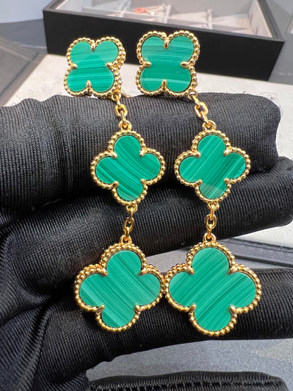 [Amore Jewelry]CLOVER MALACHITE 3 MOTIFS GOLD