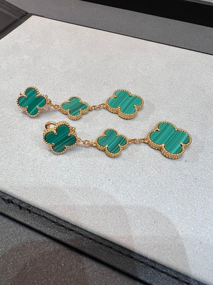 [Amore Jewelry]CLOVER MALACHITE 3 MOTIFS GOLD