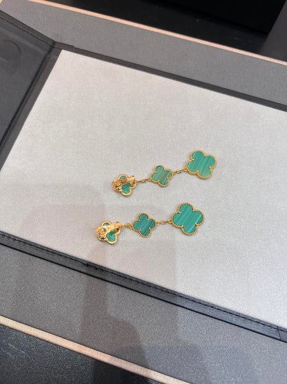 [Amore Jewelry]CLOVER MALACHITE 3 MOTIFS GOLD