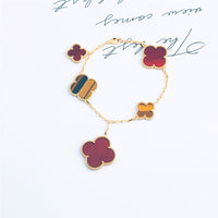 [Amore Jewelry]CLOVER BRACELET 5 MOTIFS CARNELIAN TIGER EYE