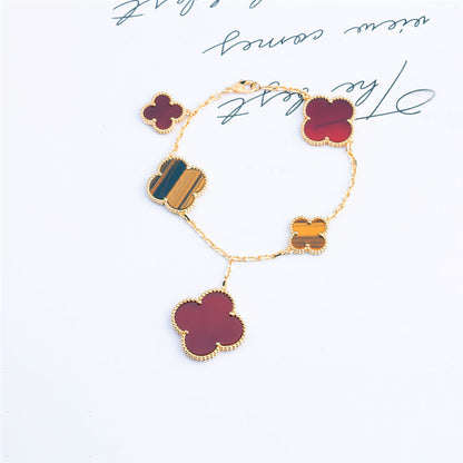 [Amore Jewelry]CLOVER BRACELET 5 MOTIFS CARNELIAN TIGER EYE