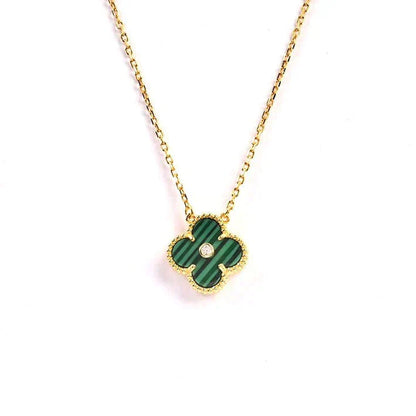 [Amore Jewelry]CLOVER 15MM DIAMOND TURQUOISE NECKLACE