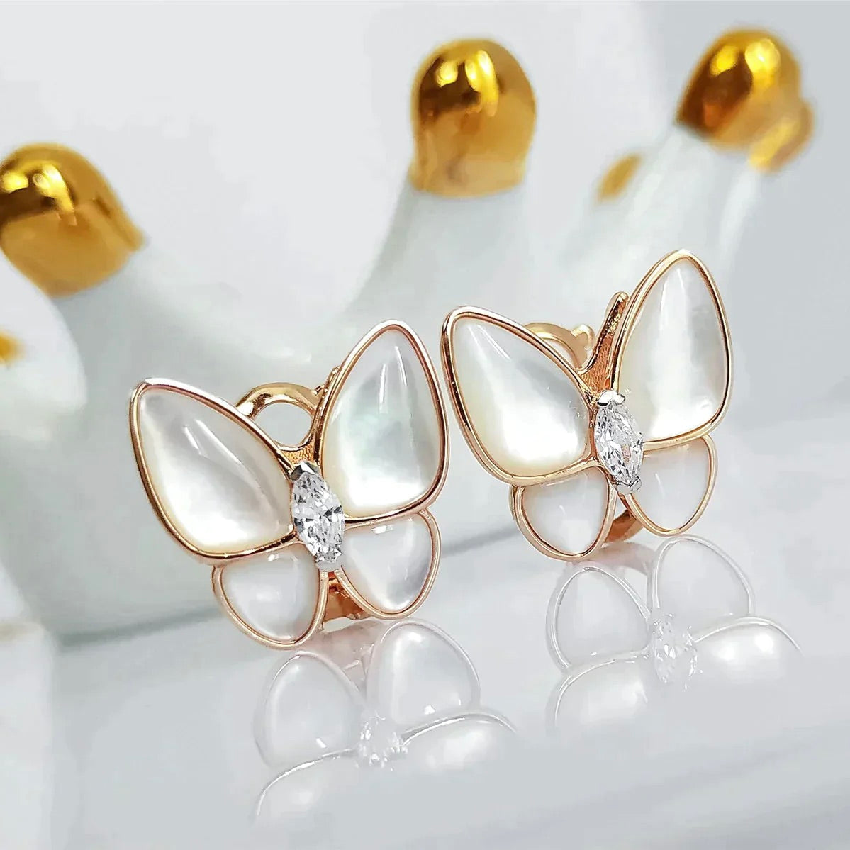 [Amore Jewelry]BUTTERFLY MOP DIAMOND EARRINGS