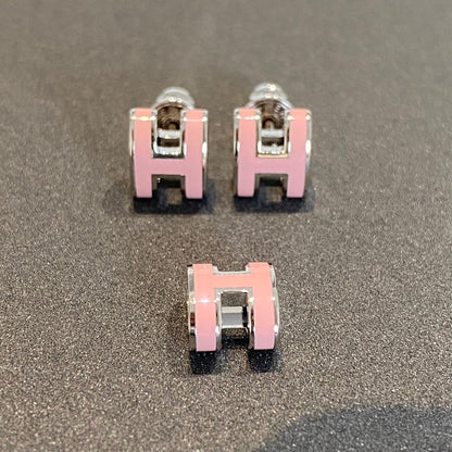 [Amore Jewelry]MINI POP H SILVER EARRINGS PINK