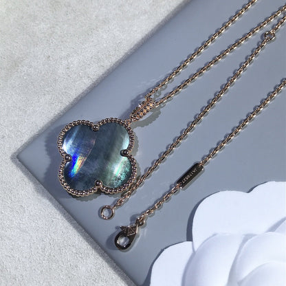 [Amore Jewelry]CLOVER 25MM GOLD DARK MOP BIG CLOVER NECKLACE