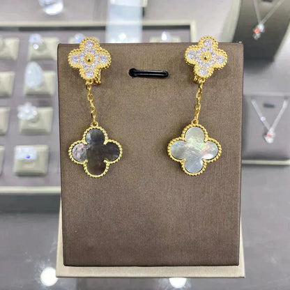 [Amore Jewelry]CLOVER  2 MOTIFS  DIAMOND  EARRINGS (MULTIPLE CHOICESç´