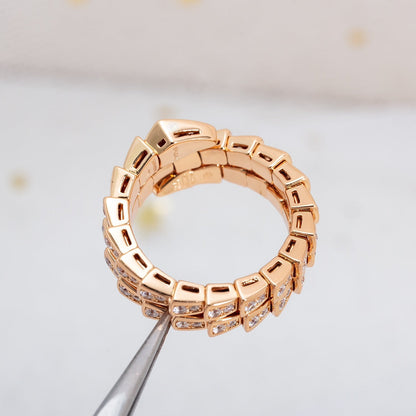 [Amore Jewelry]SERPENTI RING PINK GOLD DIAMOND DOUBLE ROW