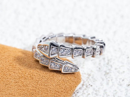 [Amore Jewelry]SERPENTI RING SILVER DIAMOND PAVED 4MM