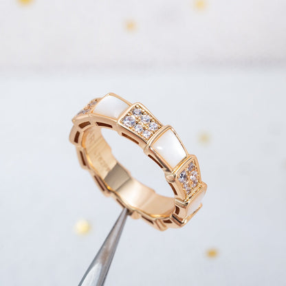 [Amore Jewelry]SERPENTI RING PINK GOLD MOP DIAMOND PAVED 4MM