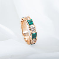 [Amore Jewelry]SERPENTI RING PINK GOLD MALACHITE DIAMOND PAVED 4MM