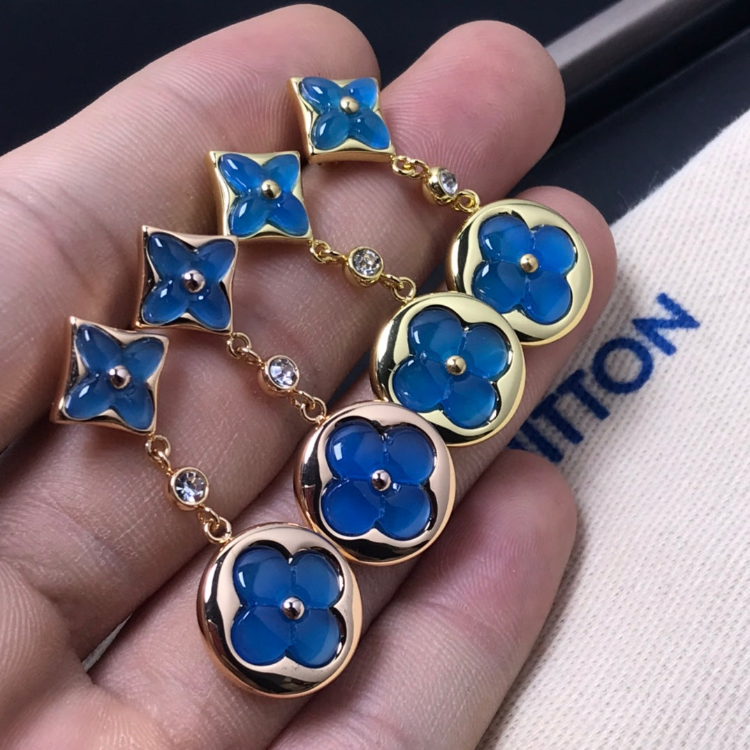 [Amore Jewelry]STAR AND SUN AGATE DIAMOND EARRINGS