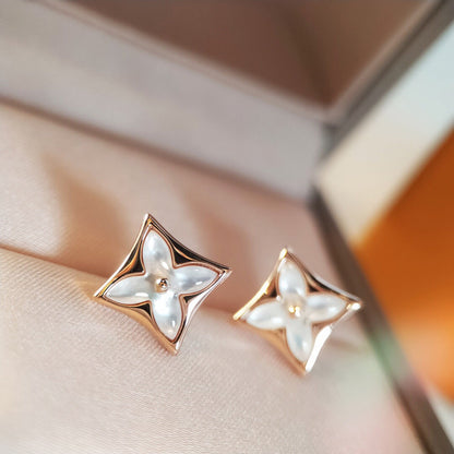 [Amore Jewelry]STAR MOP PINK GOLD EARRINGS