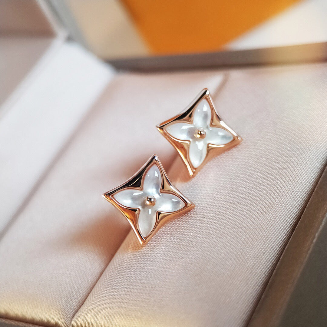 [Amore Jewelry]STAR MOP PINK GOLD EARRINGS
