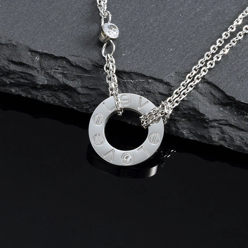 [Amore Jewelry]LOVE NECKLACE 16MM 2 DIAMONDS
