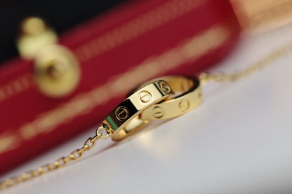 [Amore Jewelry]LOVE NECKLACE DOUBLE RING GOLD