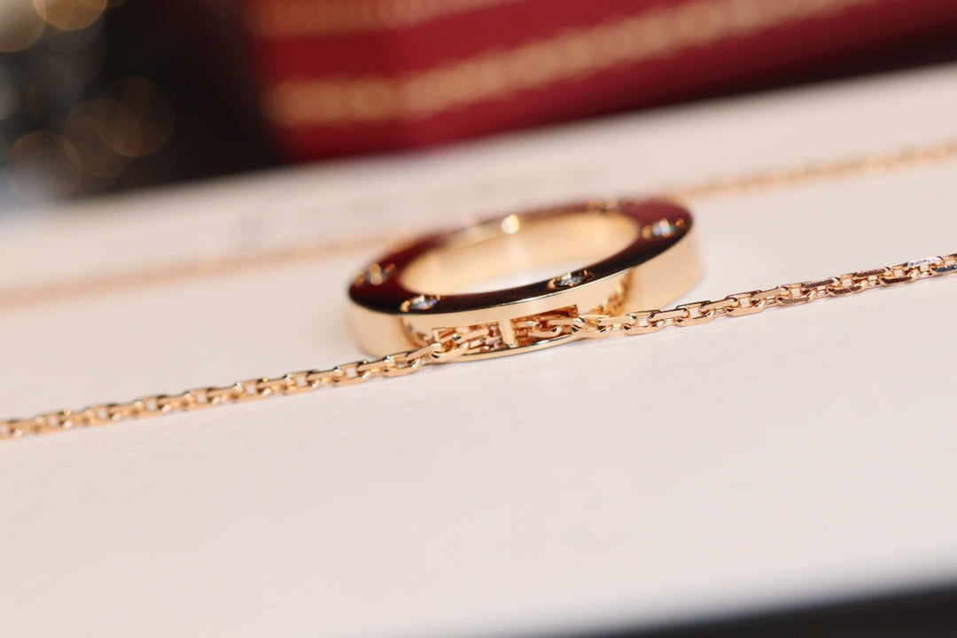 [Amore Jewelry]LOVE NECKLACE 16MM 6 DIAMONDS PINK GOLD