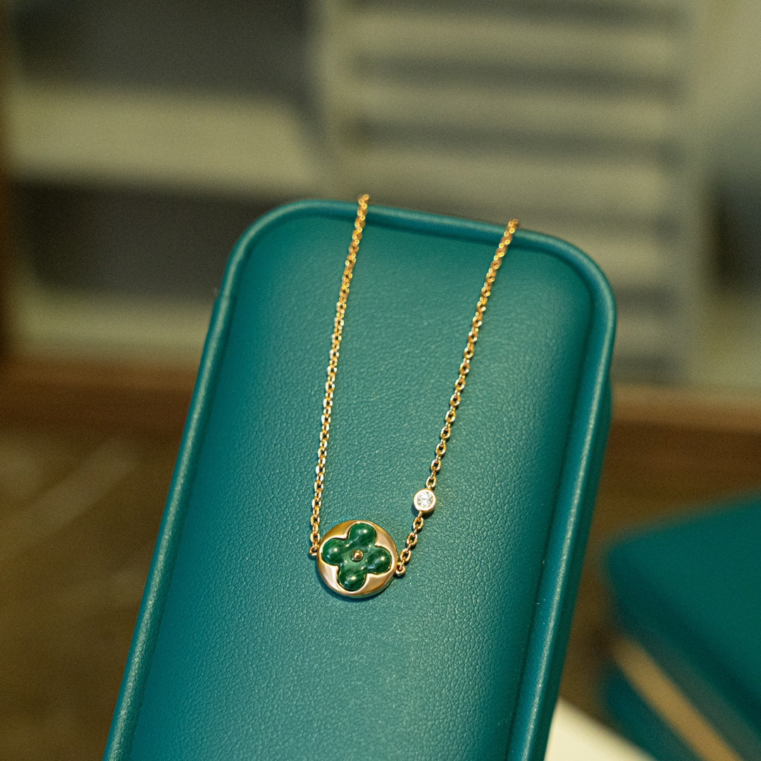 [Amore Jewelry]SUN MALACHITE 1 DIAMOND PINK GOLD BRACELET