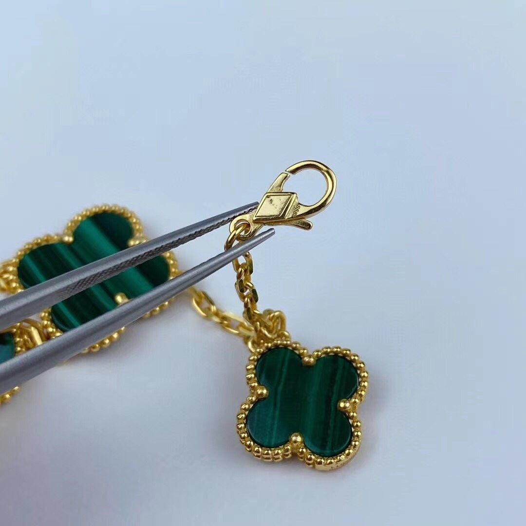 [Amore Jewelry]MAGIC CLOVER MALACHITE GOLD BRACELET 5 MOTIFS