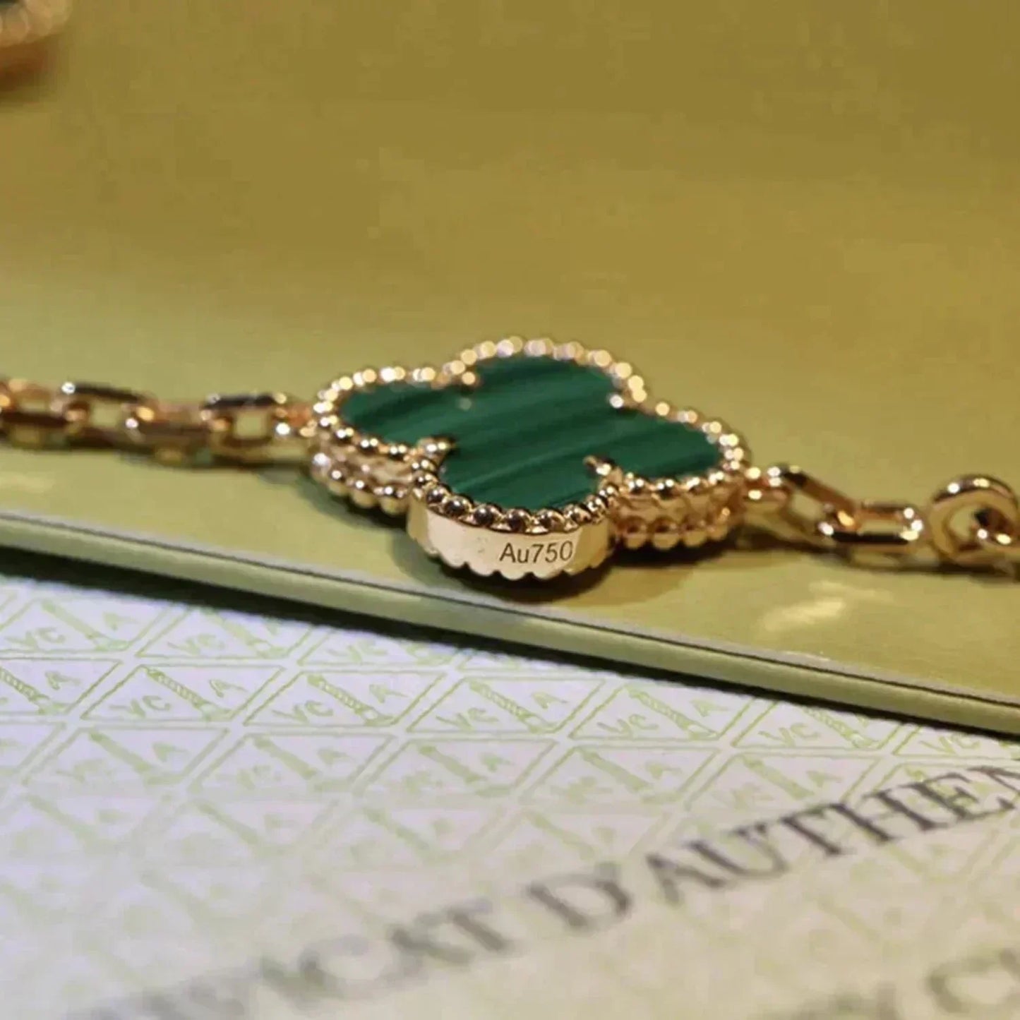 [Amore Jewelry]CLOVER 5 MOTIFS MALACHITE BRACELET