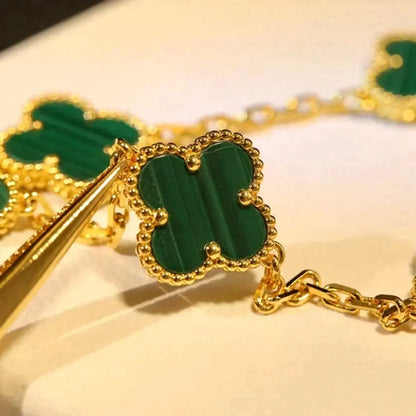 [Amore Jewelry] CLOVER 5 MOTIF MALACHITE BRACELET COLLECTION
