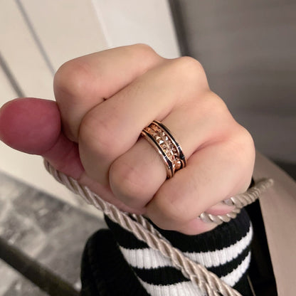 [Amore Jewelry]ZERO 1 PINK GOLD BLACK CERAMIC RING