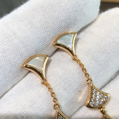 [Amore Jewelry]DREAM EARRINGS 3 MOTIFS DIAMOND MOP PINK GOLD