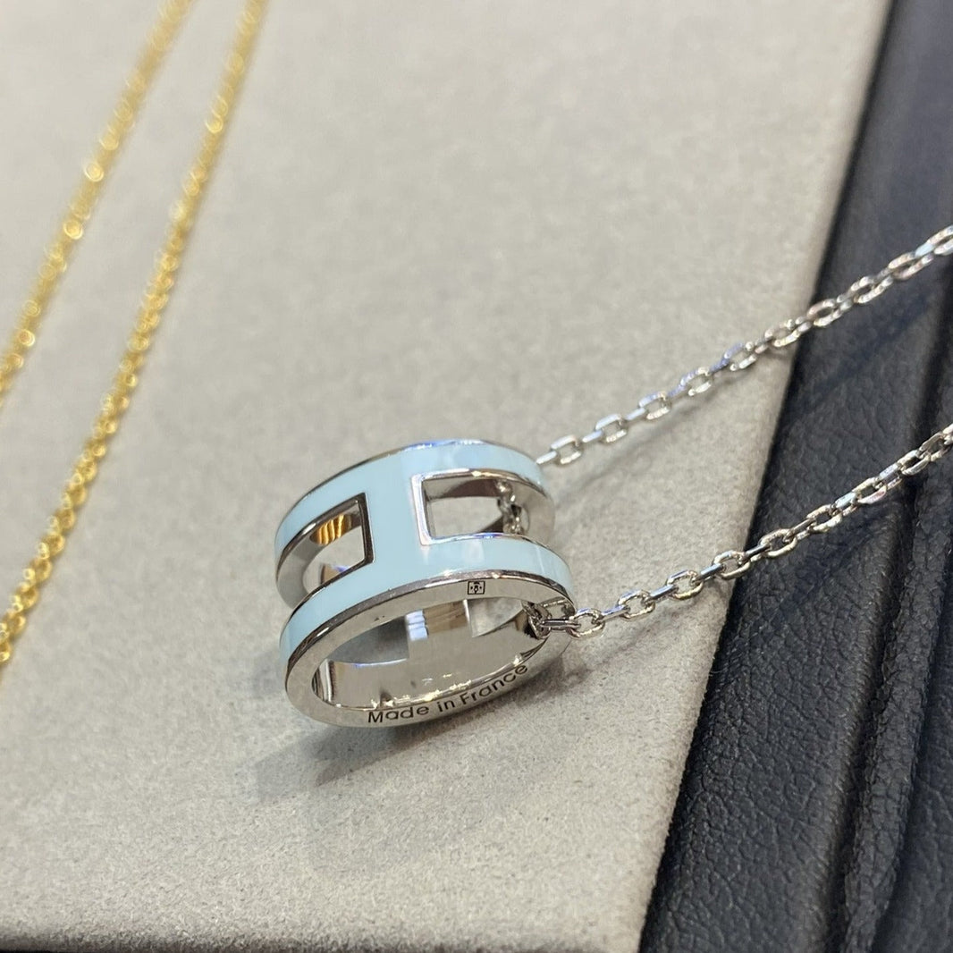 [Amore Jewelry]POP H LIGHT BLUE NECKLACE