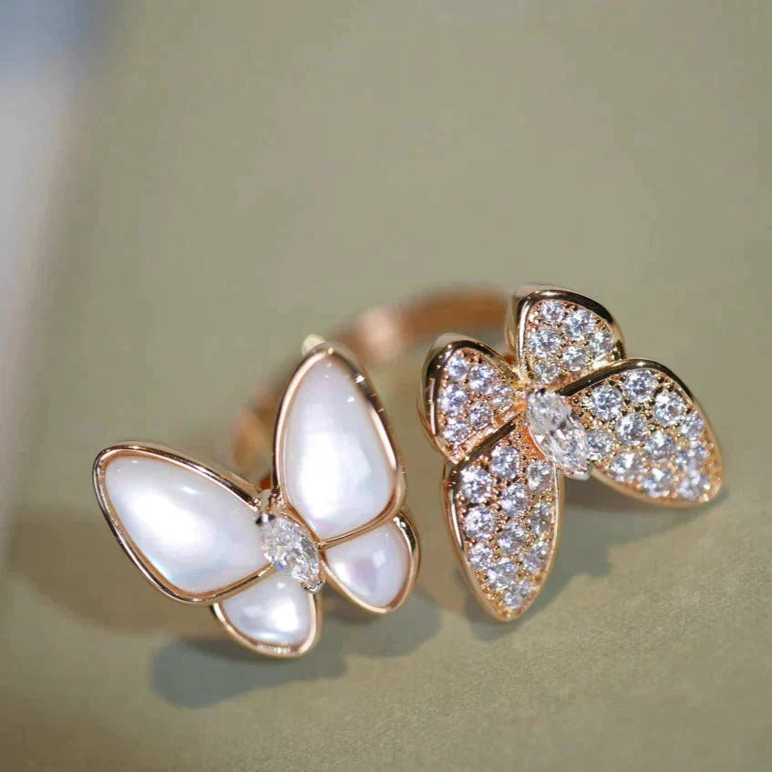 [Amore Jewelry]TWIN BUTTERFLY DIAMOND MOP RING
