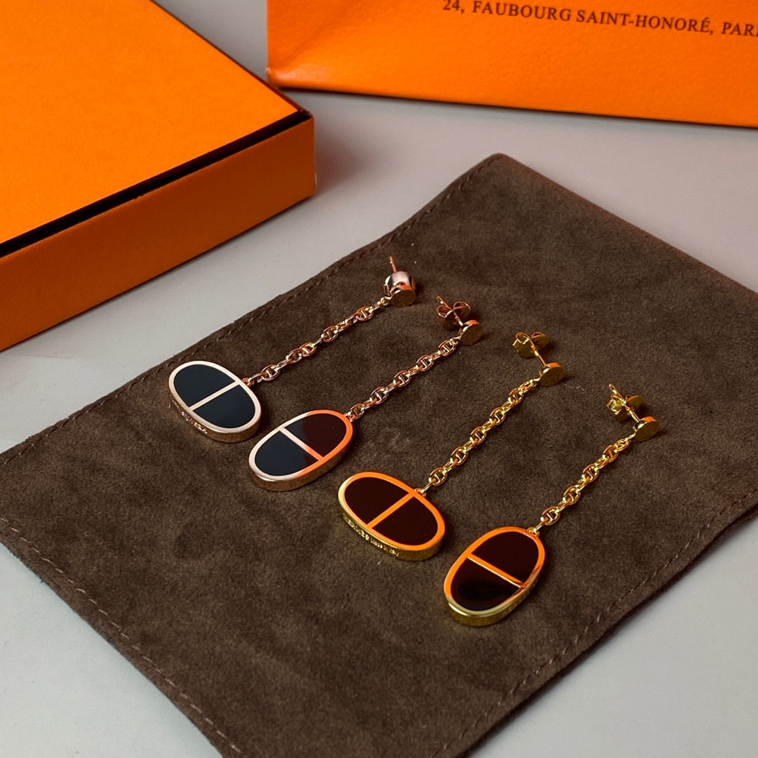 [Amore Jewelry]CHAINE VERSO BLACK CERAMIC EARRINGS