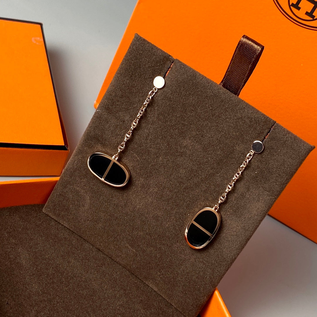 [Amore Jewelry]CHAINE VERSO BLACK CERAMIC EARRINGS