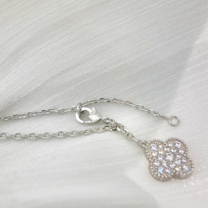 [Amore Jewelry]CLOVER 5 MOTIFS SILVER DIAMONDS NECKLACE