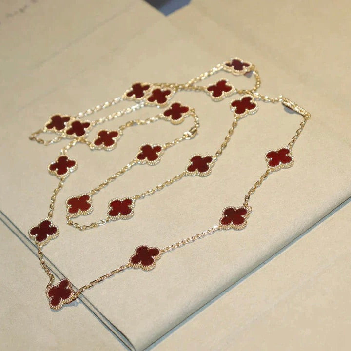 [Amore Jewelry]CLOVER 20 MOTIFS CARNELIAN NECKLACE