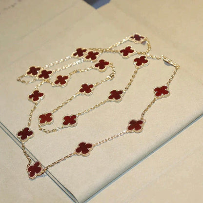 [Amore Jewelry]CLOVER 20 MOTIFS CARNELIAN NECKLACE