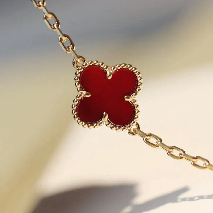 [Amore Jewelry]CLOVER 20 MOTIFS CARNELIAN NECKLACE